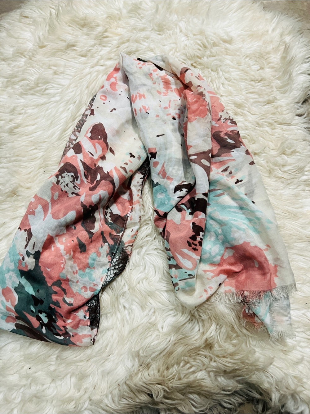 Charming Charlie Floral Watercolor Wrap in Coral, Aqua & Cream